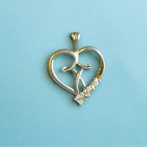 Camco Jewelry - Camco Silver Tone Crystal Heart Pendant w Cross Necklace Vintage Jewelry Gifts